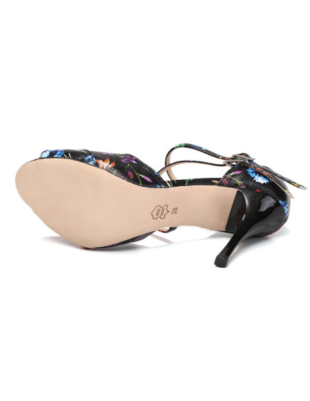 SKÓRZANE BUTY DO TAŃCA TANGO HIGH HEELS FLOWER 9cm rozmiar