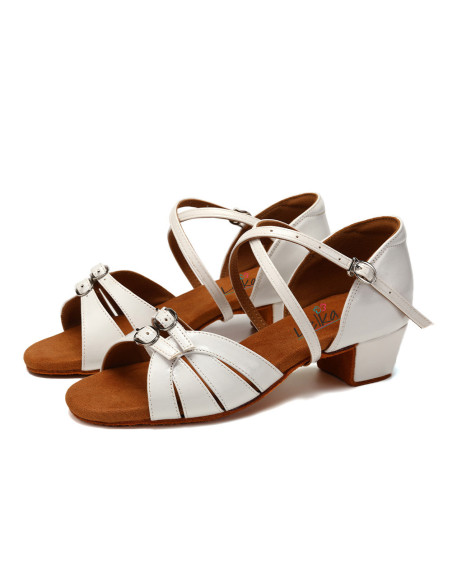 BUTY DO TAŃCA TANECZNE REGULOWANE KLAMRY ZAPINANE BIAŁE DLA DZIECI 3,5cm