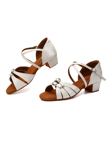 BUTY DO TAŃCA TANECZNE REGULOWANE KLAMRY ZAPINANE BIAŁE DLA DZIECI 3,5cm