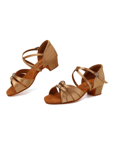 BUTY DO TAŃCA TANECZNE REGULOWANE KLAMRY ZAPINANE CIELISTE DLA DZIECI 3,5cm