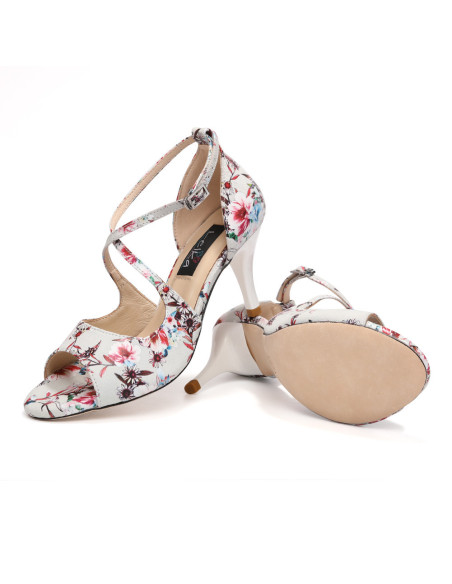 SKÓRZANE BUTY DO TAŃCA TANGO STYLOWE FLOWER 7,5cm rozmiar 35