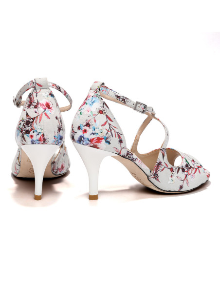 SKÓRZANE BUTY DO TAŃCA TANGO STYLOWE FLOWER 7,5cm rozmiar 35