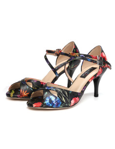 SKÓRZANE BUTY DO TAŃCA TANGO STYLOWE FLOWER 7,5cm rozmiar