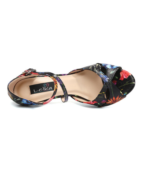SKÓRZANE BUTY DO TAŃCA TANGO STYLOWE FLOWER 7,5cm rozmiar
