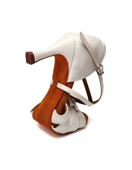 BUTY DO TAŃCA TANECZNE REGULOWANE KLAMRY ZAPINANE BIAŁE 7,5cm