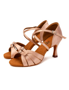 BUTY DO TAŃCA TANECZNE REGULOWANE KLAMRY ZAPINANE DELIKATNE SKIN 7,5cm