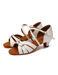 BUTY DO TAŃCA TANECZNE REGULOWANE KLAMRY ZAPINANE BIAŁE DLA DZIECI 4cm