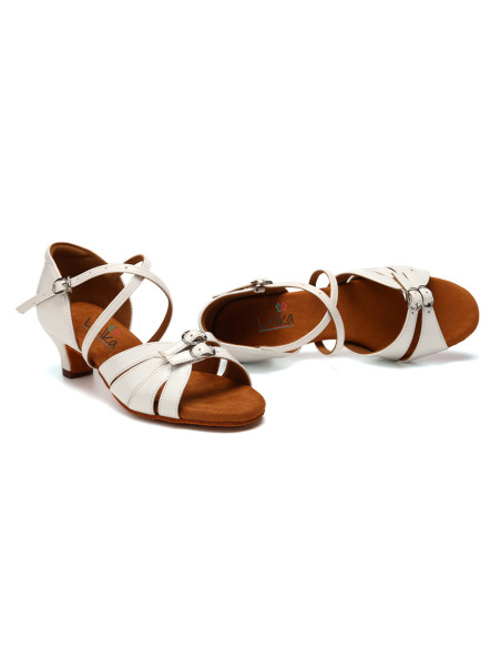 BUTY DO TAŃCA TANECZNE REGULOWANE KLAMRY ZAPINANE BIAŁE DLA DZIECI 4cm