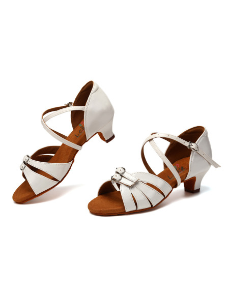 BUTY DO TAŃCA TANECZNE REGULOWANE KLAMRY ZAPINANE BIAŁE DLA DZIECI 4cm