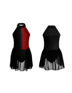 BODY BALETOWE Z TIULOWĄ SPÓDNICZKĄ CZARNO-BORDOWE STRÓJ DO BALETU ROZ