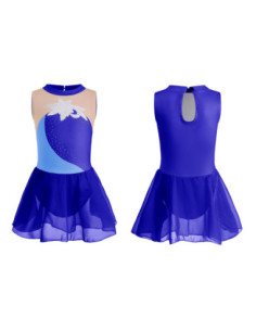 BODY BALETOWE STRÓJ DO BALETU ZE SPÓDNICZKĄ TIULOWĄ NIEBIESKIE CYRKONIE