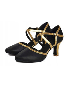 BUTY TANECZNE DO TAŃCA STANDARDU KRYTE ZŁOTE 7cm