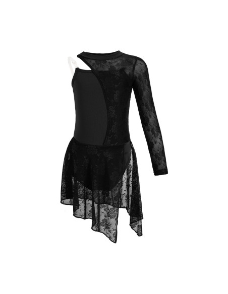 BODY BALETOWE CZARNE ZE SPÓDNICZKĄ KORONKOWE STRÓJ DO TAŃCA BALETU R.170