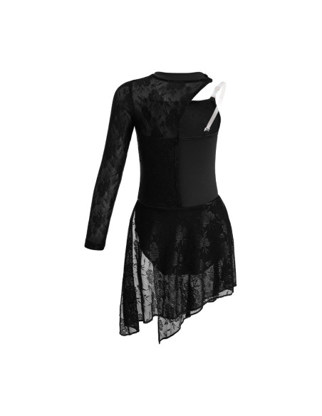 BODY BALETOWE CZARNE ZE SPÓDNICZKĄ KORONKOWE STRÓJ DO TAŃCA BALETU R.170