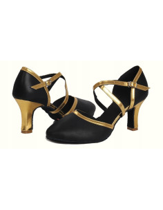 BUTY TANECZNE DO TAŃCA STANDARDU KRYTE ZŁOTE 7cm 2