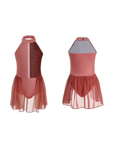 BODY BALETOWE Z TIULOWĄ SPÓDNICZKĄ BRĄZOWE STRÓJ DO TAŃCA BALETU ROZ