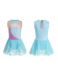 BODY BALETOWE STRÓJ DO BALETU ZE SPÓDNICZKĄ TIULOWĄ BŁĘKITNE CYRKONIE