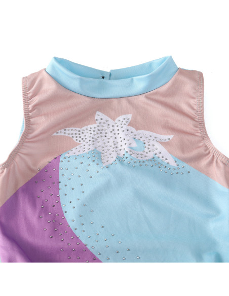 BODY BALETOWE STRÓJ DO BALETU ZE SPÓDNICZKĄ TIULOWĄ BŁĘKITNE CYRKONIE