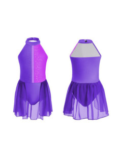 BODY BALETOWE Z TIULOWĄ SPÓDNICZKĄ FIOLETOWE STRÓJ DO TAŃCA BALETU ROZ
