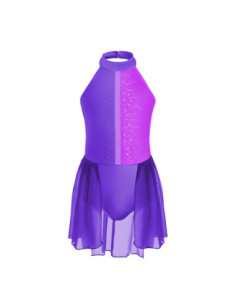 BODY BALETOWE Z TIULOWĄ SPÓDNICZKĄ FIOLETOWE STRÓJ DO TAŃCA BALETU ROZ 2