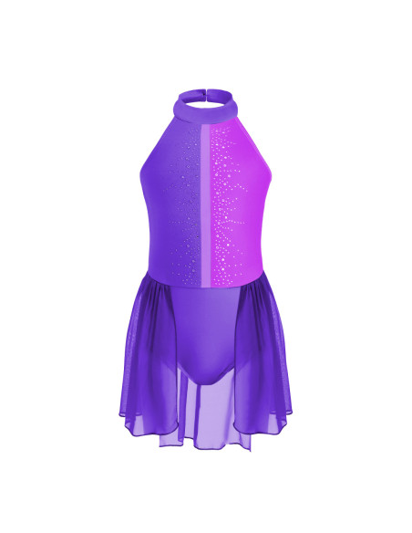 BODY BALETOWE Z TIULOWĄ SPÓDNICZKĄ FIOLETOWE STRÓJ DO TAŃCA BALETU ROZ