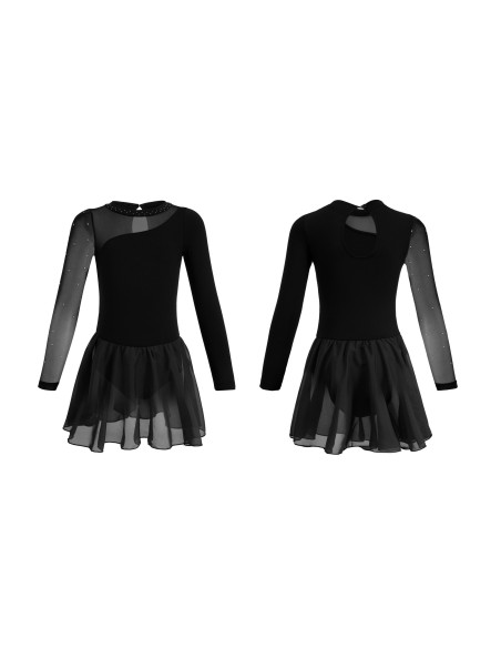 BODY BALETOWE CZARNE ZE SPÓDNICZKĄ I CYROKONIAMI DO TAŃCA BALETU ROZ