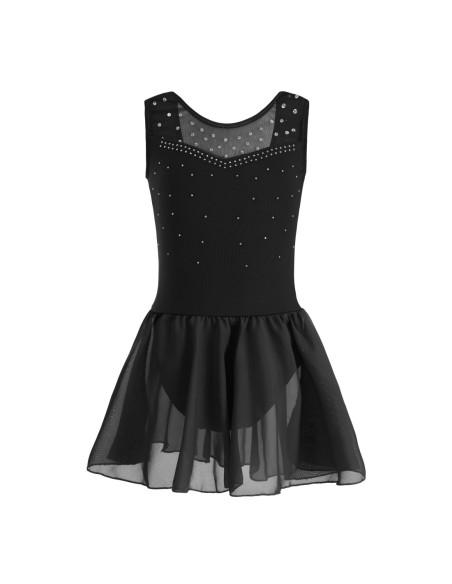 BODY BALETOWE TANECZNE Z TIULOWĄ SPÓDNICZKĄ I CEKINAMI CZARNE ROZMIAR