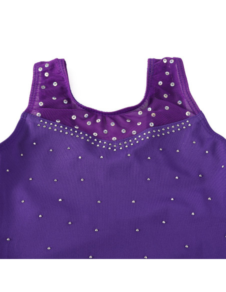 BODY BALETOWE FIOLETOWE Z TIULOWĄ SPÓDNICZKĄ I CEKINAMI ROZMIAR