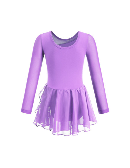 BODY BALETOWE DLA DZIEWCZYNKI Z TIULOWĄ SPÓDNICZKĄ FIOLETOWE CEKINY ROZ