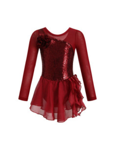 BODY BALETOWE DLA DZIEWCZYNKI Z TIULOWĄ SPÓDNICZKĄ CZERWONE CEKINY ROZ 2