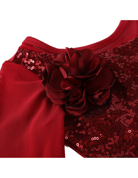 BODY BALETOWE DLA DZIEWCZYNKI Z TIULOWĄ SPÓDNICZKĄ CZERWONE CEKINY ROZ