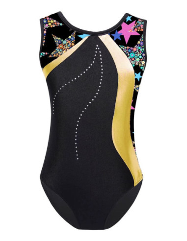 BODY GIMNASTYCZNE BALETOWE ŻÓŁTE W GWIAZDKI +...