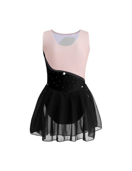 BODY BALETOWE WYSTĘPOWE ZE SPÓDNICZKĄ TIULOWĄ STRÓJ DO TAŃCA CZARNY