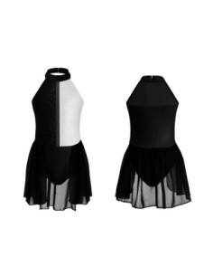 BODY BALETOWE Z TIULOWĄ SPÓDNICZKĄ CZARNO-BIAŁE STRÓJ DO TAŃCA BALETU R.170