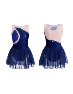 BODY BALETOWE WYSTĘPOWE ZE SPÓDNICZKĄ TIULOWĄ STRÓJ DO TAŃCA GRANATOWE