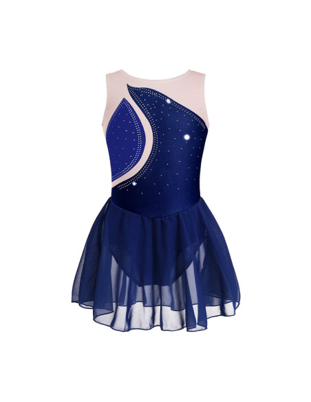 BODY BALETOWE WYSTĘPOWE ZE SPÓDNICZKĄ TIULOWĄ STRÓJ DO TAŃCA GRANATOWE