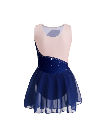 BODY BALETOWE WYSTĘPOWE ZE SPÓDNICZKĄ TIULOWĄ STRÓJ DO TAŃCA GRANATOWE