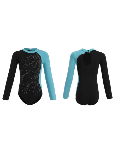 BODY BALETOWE GIMNASTYCZNE TURKUSOWE ASYMETRYCZNE STRÓJ DO BALETU ROZ