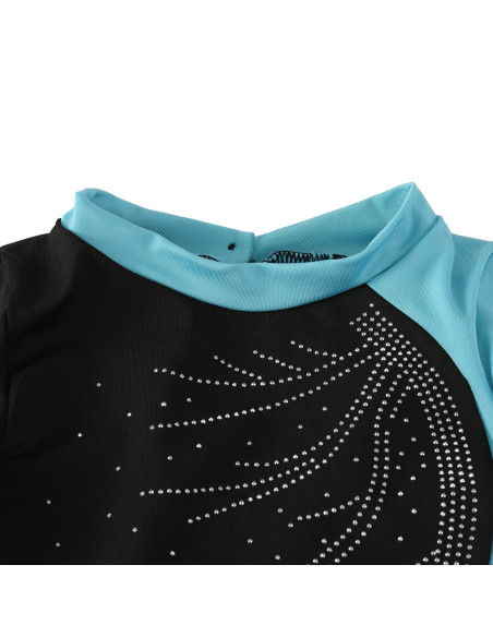 BODY BALETOWE GIMNASTYCZNE TURKUSOWE ASYMETRYCZNE STRÓJ DO BALETU ROZ