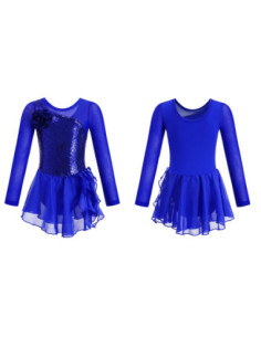 BODY BALETOWE DLA DZIEWCZYNKI Z TIULOWĄ SPÓDNICZKĄ CHABROWE CEKINY ROZ