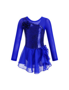 BODY BALETOWE DLA DZIEWCZYNKI Z TIULOWĄ SPÓDNICZKĄ CHABROWE CEKINY ROZ 2