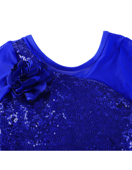 BODY BALETOWE DLA DZIEWCZYNKI Z TIULOWĄ SPÓDNICZKĄ CHABROWE CEKINY ROZ