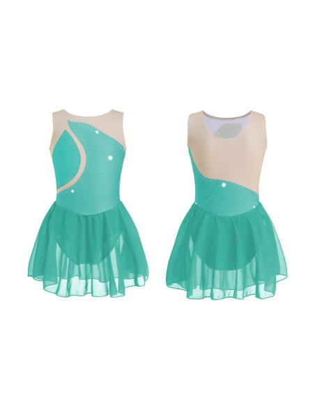 BODY BALETOWE WYSTĘPOWE ZE SPÓDNICZKĄ TIULOWĄ STRÓJ DO TAŃCA BALETU ROZ