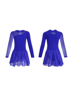 BODY BALETOWE NIEBIESKIE ZE SPÓDNICZKĄ I CYROKONIAMI DO TAŃCA BALETU R.170