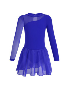 BODY BALETOWE NIEBIESKIE ZE SPÓDNICZKĄ I CYROKONIAMI DO TAŃCA BALETU R.170 2