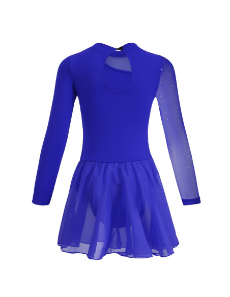 BODY BALETOWE NIEBIESKIE ZE SPÓDNICZKĄ I CYROKONIAMI DO TAŃCA BALETU R.170