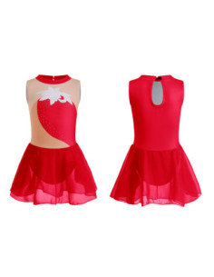 BODY BALETOWE STRÓJ DO BALETU ZE SPÓDNICZKĄ TIULOWĄ CZERWONE CYRKONIE