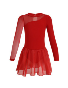 BODY BALETOWE CZERWONE ZE SPÓDNICZKĄ I CYROKONIAMI DO TAŃCA BALETU ROZ 2