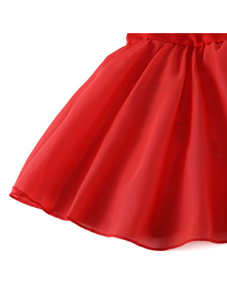 BODY BALETOWE CZERWONE ZE SPÓDNICZKĄ I CYROKONIAMI DO TAŃCA BALETU ROZ