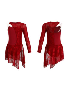 BODY BALETOWE BORDOWE ZE SPÓDNICZKĄ KORONKOWE STRÓJ DO TAŃCA BALETU R.170